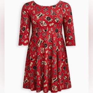 Torrid size 5 retro tattoo print dress